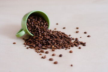 cup of coffee and beans