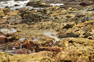 Rock Stones and Cristal Clear Water yellow Background