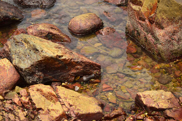Rock Stones and Cristal Clear Water yellow Background