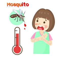 Cartoon Mosquito on White Background