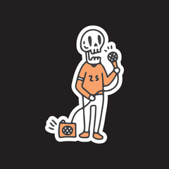 Singing skull illustration. Vector graphics for t-shirt prints and other uses.