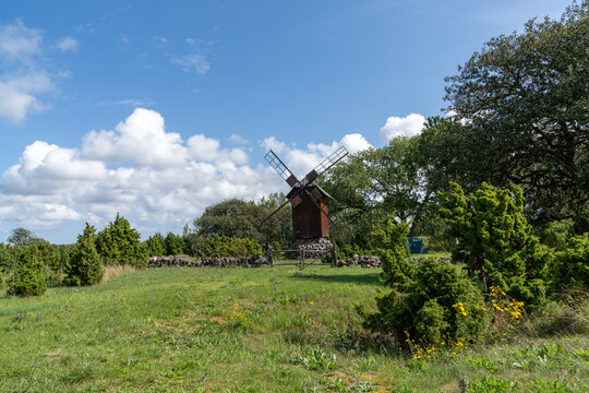 view of the Ohessaare windmills on Saaremaa Island in Estonia