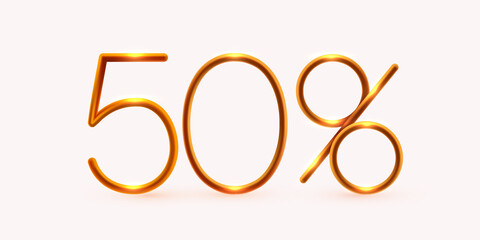 50 percent Off. Discount creative composition. Mega Sale or 50 percent bonus symbol.