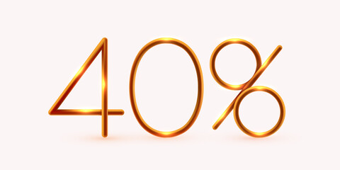 40 percent Off. Discount creative composition. Mega Sale or 40 percent bonus symbol.