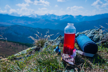 drink and chocolate in the mountains