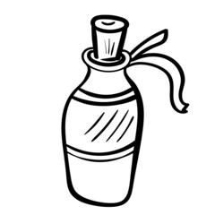 Bottle with a Drink Sweet or Nasty for Halloween Coloring Vector Page or Book