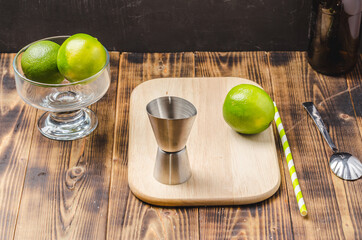 Ingredients for making a cocktail.