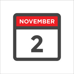 November 2 calendar icon with day and month