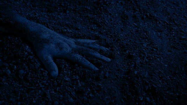 Arm Buried In The Ground At Night