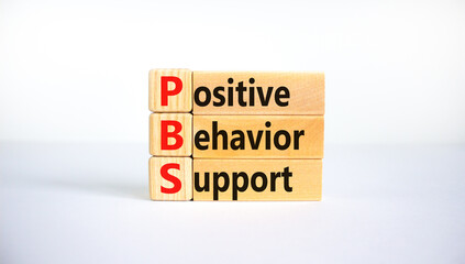 Positive behavior support symbol. Concept words Positive behavior support on wooden blocks on a beautiful white background. Business, psychological and Positive behavior support concept. Copy space.