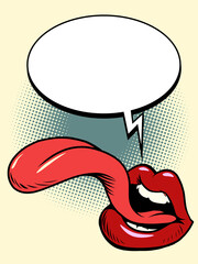 pop art mouth and tongue Comic cartoon retro style