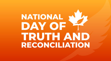 national day of truth and reconciliation modern creative banner, design concept, social media post with white text on an orange background - obrazy, fototapety, plakaty