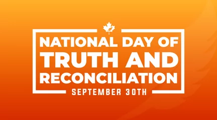 Deurstickers national day of truth and reconciliation modern creative banner, design concept, social media post with white text on an orange background © rahalarts