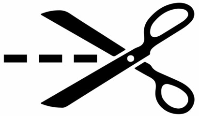 Scissors with cut lines. Vector illustration.
