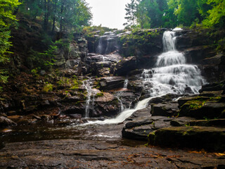 waterfall in the Adirondacks forest near Lake George in the fall