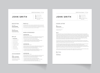Resume and Cover Letter, Minimalist resume cv Resume templates to help you land that great job - obrazy, fototapety, plakaty