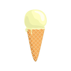 Ice cream in a waffle cup isolated on a white background