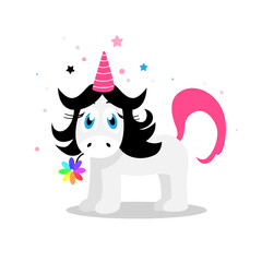 Fototapeta premium Unicorn cute character vector illustration isolated on white background