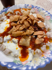 Manti, Turkish Traditional Crispy Fried Ravioli. Homemade.
