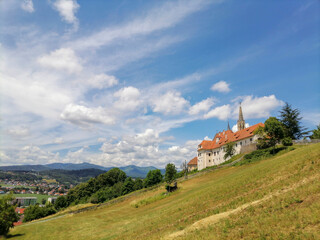 Fototapeta premium The pilgrimage Church Maria Strassengel, a 14th century Gothic church in the town of Judendorf Strassengel near Graz, Styria region, Austria