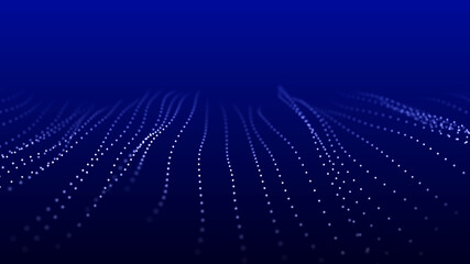 Dots futuristic background with dynamic wave. 3D visualization of big data. Energy flows. 3D rendering.