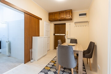 Interior of a dining room in small apartment