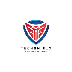 Shield tech abstract logo design creative
