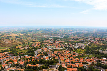 Fototapeta premium Nice view of a small town with red roofs