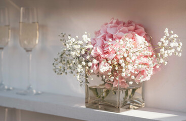 flowers in a vase at a wedding celebration in decor