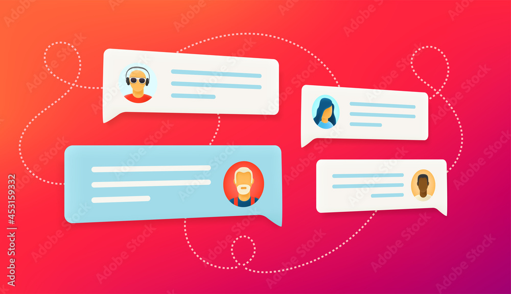 Poster social media communication vector concept