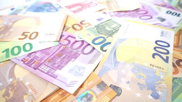 Bargeld Euro Geldscheine Anlage - Banknoten drehen sich