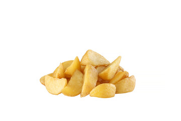 rustic potatoes on a white background, isolated Fast food