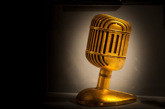 Old Vintage Gold Table Microphone