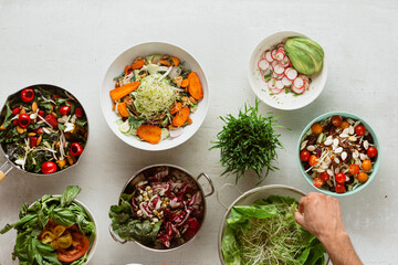 A variety of fresh salads