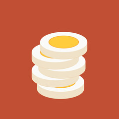 Boiled egg vector. wallpaper. symbol. logo design. Egg on Red background.