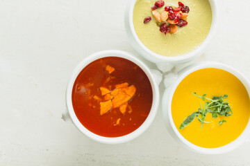 Carrot and pumpkin soups