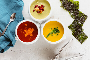 Carrot and pumpkin soups