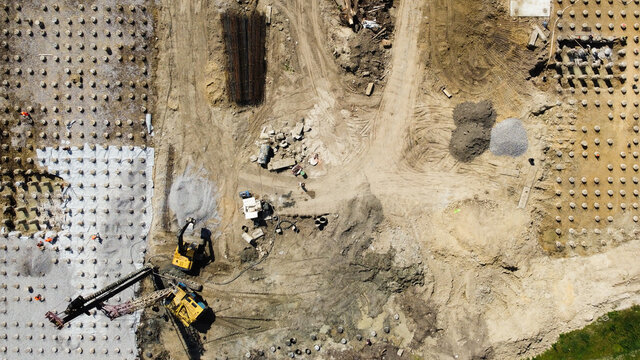 Aerial Photo Busy Industrial Construction Site