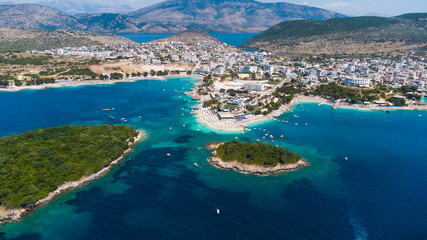 Fototapeta premium Beautiful sandy Ksamil beach in Albania.