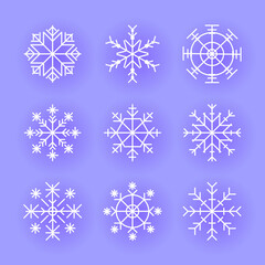 Christmas design vector. Snowflake icon. Icon set of snowflakes. Vector illustration.