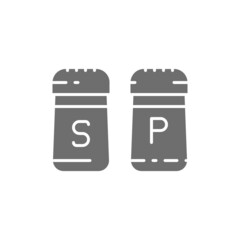 Salt and pepper, spices grey icon. Isolated on white background