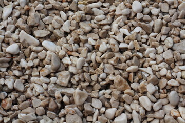 Small pebbles on the sea shore background