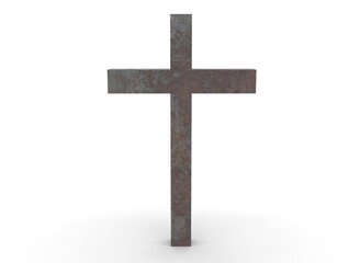 Grave cross on a white background 3d-rendering