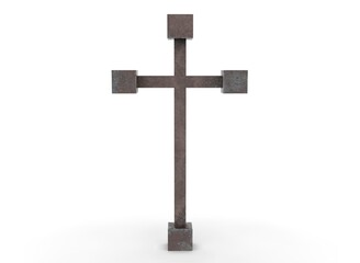 Grave cross on a white background 3d-rendering