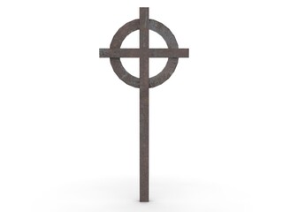 Grave cross on a white background 3d-rendering