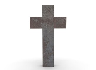Grave cross on a white background 3d-rendering