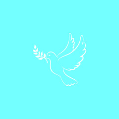 International Peace Day holiday illustration. Paper cut dove bird shape silhouette cutout with nature doodle decoration