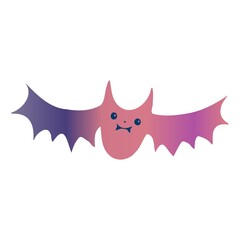 Cute vector isolated illustration colorful silhouette of a cute bat with pastel orange and purple gradient