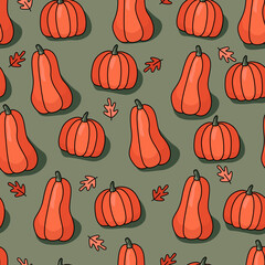 Pumpkin pattern for Halloween, thanksgiving day wrapping paper, autumn vibe.