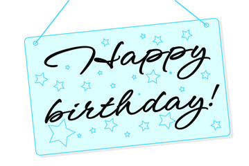 Light blue happy birthday gift card decorated with blue stars
